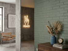 Load image into Gallery viewer, Peace Hand Neon Sign, Peace Gesture Neon Sign,Peace Neon Sign
