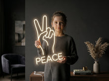 Load image into Gallery viewer, Peace Hand Neon Sign, Peace Gesture Neon Sign,Peace Neon Sign
