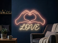 Load image into Gallery viewer, Love Neon Sign, Hand Heart Neon Sign, Heart Hands Neon Sign
