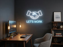 Load image into Gallery viewer, Lets Work Neon Sign, Handshake Neon Sign, Business Deal Neon Sign
