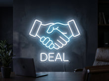 Load image into Gallery viewer, Deal Neon Sign, Handshake Deal Neon Sign, Business Agreement Neon Sign
