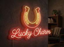 Load image into Gallery viewer, Lucky Charm Neon Sign, Horseshoe Neon Sign, Lucky Horseshoe Neon Sign
