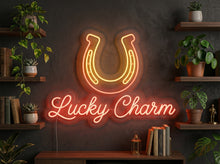 Load image into Gallery viewer, Lucky Charm Neon Sign, Horseshoe Neon Sign, Lucky Horseshoe Neon Sign
