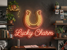 Load image into Gallery viewer, Lucky Charm Neon Sign, Horseshoe Neon Sign, Lucky Horseshoe Neon Sign

