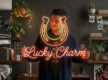 Load image into Gallery viewer, Lucky Charm Neon Sign, Horseshoe Neon Sign, Lucky Horseshoe Neon Sign
