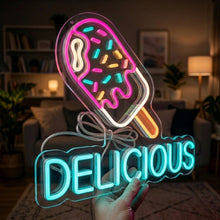 Load image into Gallery viewer, Delicious Ice Cream Neon Sign, Ice Cream Neon Sign, Neon Dessert Sign
