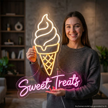 Load image into Gallery viewer, Sweet Treats Ice Cream Neon Sign, Ice Cream Neon Sign, Sweet Treats Neon Sign Purple
