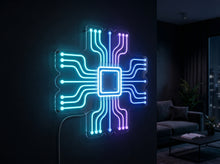 Load image into Gallery viewer, Microchip neon sign, CPU neon sign, Processor neon sign, Circuit board neon sign Multicolor
