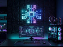 Load image into Gallery viewer, Microchip neon sign, CPU neon sign, Processor neon sign, Circuit board neon sign
