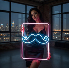 Load image into Gallery viewer, Mustache Neon Sign, Gentleman Mustache Neon Sign, Grooming Salon Neon Sign
