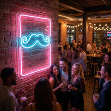 Load image into Gallery viewer, Mustache Neon Sign, Gentleman Mustache Neon Sign, Grooming Salon Neon Sign Pink
