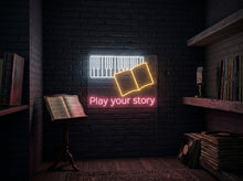 Load image into Gallery viewer, Play your story neon sign, Piano keys neon sign, Musical keyboard neon sign Pink
