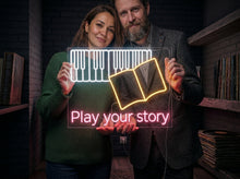 Load image into Gallery viewer, Play your story neon sign, Piano keys neon sign, Musical keyboard neon sign
