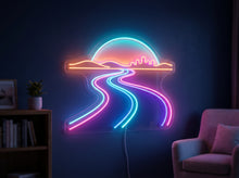 Load image into Gallery viewer, Desert Road Neon Sign, Open Highway Neon Sign, Southwest Desert Neon Sign Multicolor
