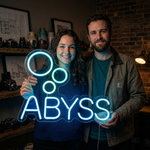 Load image into Gallery viewer, Abyss Neon Sign, Abyss Quote Neon Sign, Bubble Neon Sign Blue
