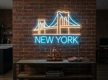 Load image into Gallery viewer, New York Neon Sign, Brooklyn Bridge Neon Sign, NYC Skyline Bridge Neon Sign
