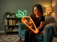 Load image into Gallery viewer, Carrot Neon Sign, Orange Vegetable Neon Sign, Farmers Market Carrot Neon Sign
