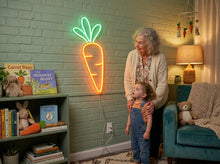 Load image into Gallery viewer, Carrot Neon Sign, Orange Vegetable Neon Sign, Farmers Market Carrot Neon Sign
