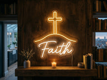 Load image into Gallery viewer, Faith cross neon sign, Mountain cross neon sign, Christian cross neon sign
