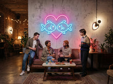 Load image into Gallery viewer, Kissing Fish Neon Sign, Heart Fish Neon Sign, Tropical Love Neon Sign
