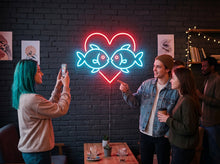Load image into Gallery viewer, Kissing Fish Neon Sign, Heart Fish Neon Sign, Tropical Love Neon Sign
