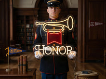 Load image into Gallery viewer, Honor horn neon sign, Bugle neon sign, Military trumpet neon sign
