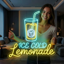Load image into Gallery viewer, Ice Cold Lemonade Neon Sign, Lemonade Neon Sign, Fresh Lemonade Neon Sign Multicolor
