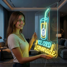 Load image into Gallery viewer, Ice Cold Lemonade Neon Sign, Lemonade Neon Sign, Fresh Lemonade Neon Sign
