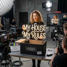 Load image into Gallery viewer, My House My Rules Neon Sign, House Rules Neon Sign, Bold Statement Neon Sign
