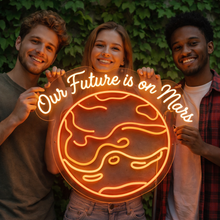 Load image into Gallery viewer, Our future is on mars neon sign, Red planet neon sign, Mars planet neon sign
