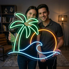 Load image into Gallery viewer, Palm Tree Neon Sign, Ocean Sun Neon Sign, Beach Sunset Neon Sign
