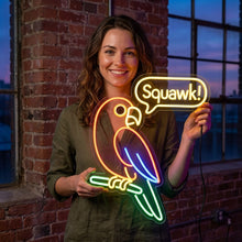 Load image into Gallery viewer, Squawk Neon Sign, Screaming Parrot Neon Sign, Tropical Macaw Bird Neon Sign
