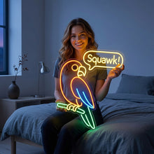 Load image into Gallery viewer, Squawk Neon Sign, Screaming Parrot Neon Sign, Tropical Macaw Bird Neon Sign
