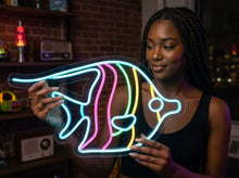 Load image into Gallery viewer, Fish neon sign, Neon fish sign, Neon tropical fish sign, Tropical fish LED sign, Tropical fish neon light, Custom neon fish sign, Tropical fish neon art
