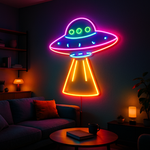Load image into Gallery viewer, UFO Abduction Neon Sign, Flying Saucer Neon Sign, Alien Spaceship Neon Sign Multicolor
