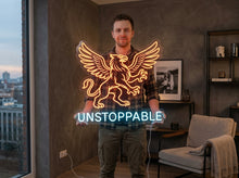 Load image into Gallery viewer, Unstoppable Griffin neon sign, Mythical Eagle Lion neon sign, Beast Quote neon sign
