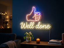 Load image into Gallery viewer, Well done neon sign, Thumbs up neon sign, Good job neon sign, Approval neon sign
