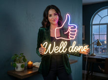 Load image into Gallery viewer, Well done neon sign, Thumbs up neon sign, Good job neon sign, Approval neon sign
