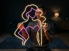 Load image into Gallery viewer, Girl Silhouette Frame neon sign, Woman Outline neon sign, Female Profile neon sign
