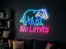 Load image into Gallery viewer, No Limits Neon Sign, Badger Neon Sign, Fearless Badger Neon Sign
