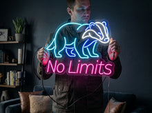 Load image into Gallery viewer, No Limits Neon Sign, Badger Neon Sign, Fearless Badger Neon Sign
