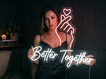 Load image into Gallery viewer, Better together neon sign, Korean heart neon sign, Finger heart neon sign
