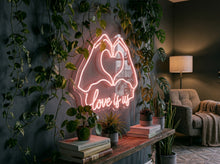 Load image into Gallery viewer, Love is us neon sign, Heart hands neon sign, Hand heart neon sign
