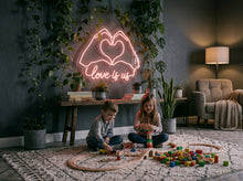 Load image into Gallery viewer, Love is us neon sign, Heart hands neon sign, Hand heart neon sign
