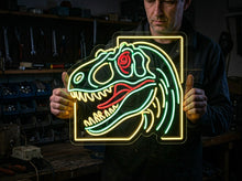 Load image into Gallery viewer, Tyrannosaurus Rex Head neon sign, T Rex Skull neon sign, Dinosaur Head neon sign

