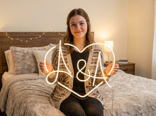 Load image into Gallery viewer, Custom heart initials wedding neon sign - LED neon sign, wedding neon sign
