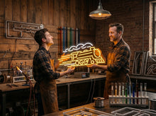 Load image into Gallery viewer, Vintage train neon sign,Steam locomotive neon sign, Antique engine neon sign,
