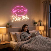 Load image into Gallery viewer, Lips Neon Sign, Kiss Me Lips Neon Sign, Romantic Lips Neon Sign
