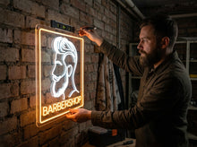 Load image into Gallery viewer, Barber Shop Neon Sign, Barbershop Neon Sign, Mens Haircut Neon Sign
