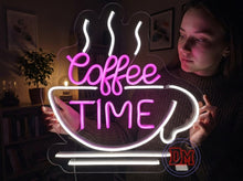 Load image into Gallery viewer, Coffee Time neon sign, Cafe Mug neon sign, Espresso Cup neon sign
